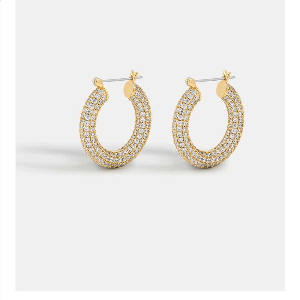 LUV AJ - GOLD PAVE BABY AMALFI HOOPS